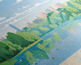 Lake of the Isles Minneapolis Framed Canvas Print, Panoramic Wall Art, Midcentury Modern, Pop Art, Living Room Decor, Travel Poster, Lake House Art