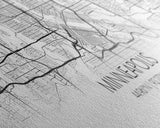 Panoramic Minneapolis City Map, Minnesota Art, Map Print, Minimalist Wall Art, Canvas Art, Housewarming Gift, Street Map Art, Closing Gift