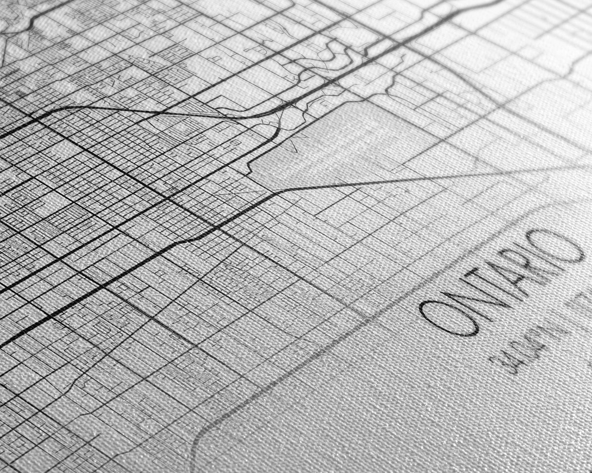 Ontario City Map, California Art, Map Print, Minimalist Wall Art, Wall Art, Canvas Art, Teen Birthday Gift, Trendy Wall Art, Horizontal Art
