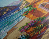 Coastal Printed Canvas Painting Framed, White Framed Wall Art of Hawaii Coast, Housewarming Gift for Her, Tall Narrow Wall Art, Modern Art