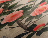 Framed Canvas Print Of Japanese Floral Art With Camellia Blossoms And Detailed Leaves Ready To Hang Traditional Japanese Wall Art Decor