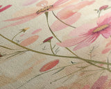 Delicate Pink Flowers with Tall Stems on a Subtle Beige Background Ukiyo-e Art Japanese Framed Canvas Print Skinny Tall Art