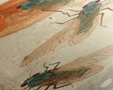 Detailed Depiction Of Cicadas Against Warm Sunset Background Ukiyo-e Skinny Tall Wood Block Framed Canvas Print Japanese Style Art