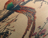 Vibrant Pheasant Perched On Flowering Branch For Traditional Japanese Art Wall Decor Framed Canvas Print