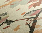Charming Small Birds On Autumn Branches For Cozy Fall-Themed Wall Art Japanese Style Framed Canvas Print