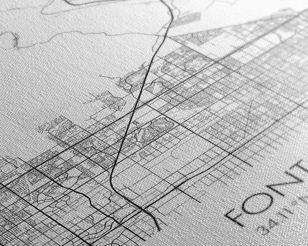 Fontana Street Map, California Map, City Map Art, Minimalist Art, Wall Art, Canvas Print, Unique Wall Art, Travel Décor, Travel Gift For Men
