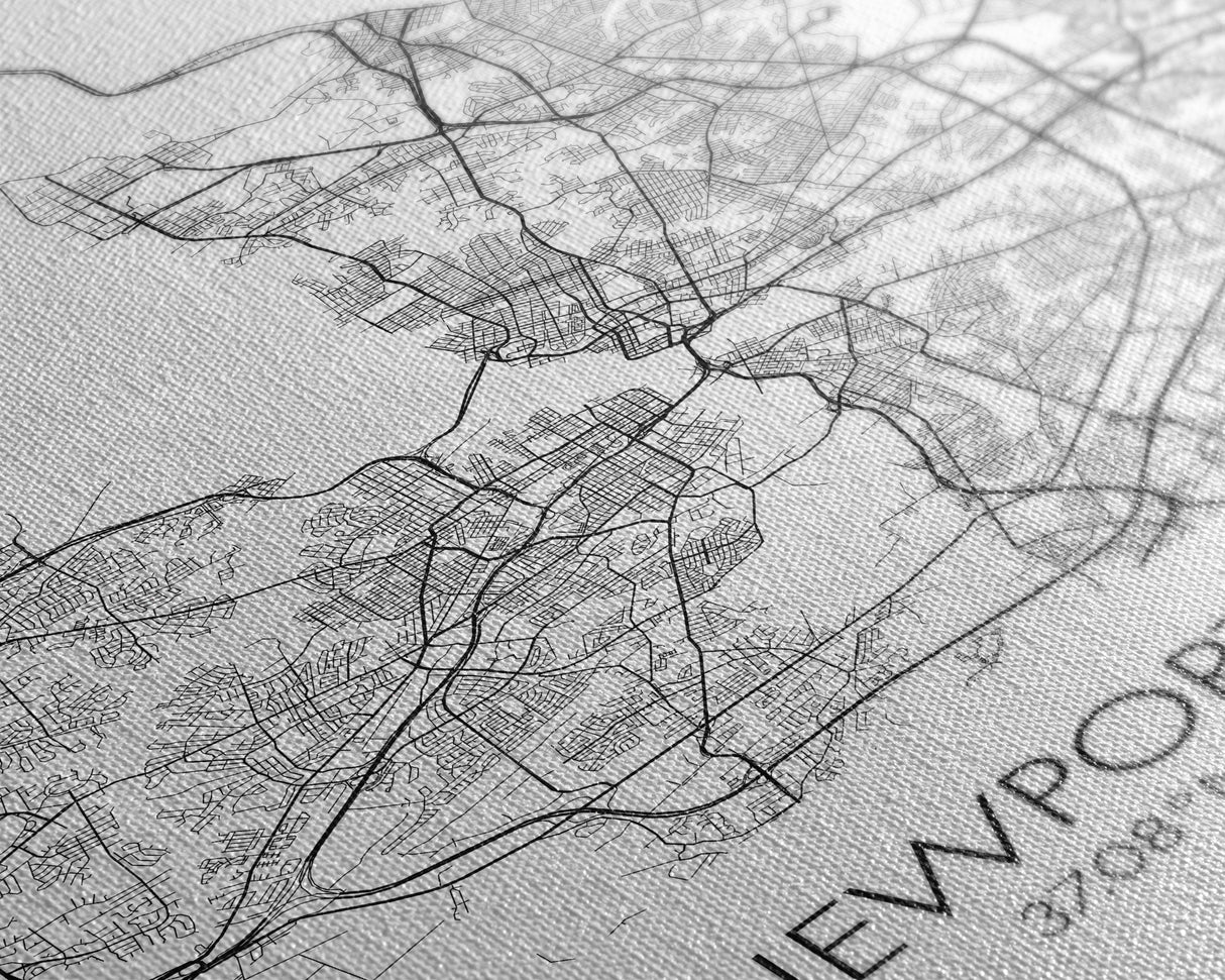 Newport News Street Map, Virginia Map, City Map Art, Modern Art, Wall Art, Canvas Print, Home Wall Décor, Girl Graduation Gift, Travel Art