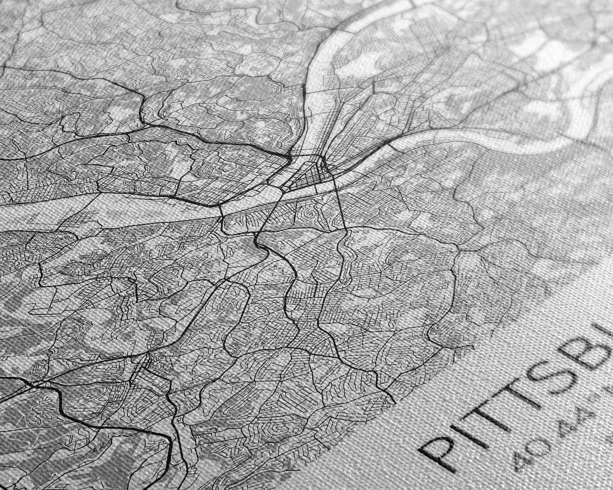 Pittsburgh Street Map, Pennsylvania Map, City Map Art, Minimalist Art, Wall Art, Canvas Print, Boys Room Wall Art, Aviation Gift, Travel Art