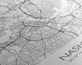 Nashville Street Map, Tennessee Map, City Map Art, Modern Art, Wall Art, Canvas Print, Music Studio Art, Gift For Music Lover, Travel Art