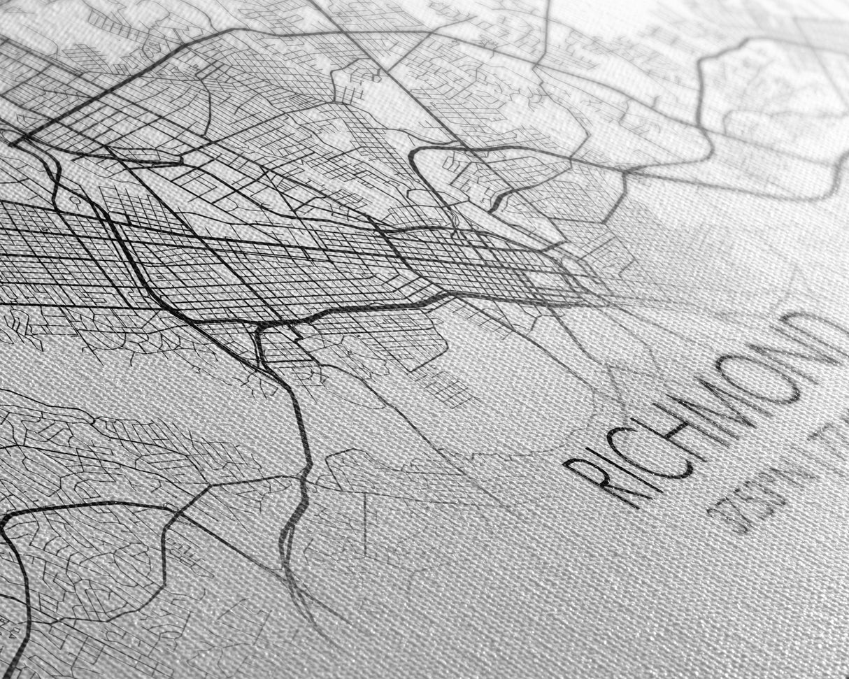 Richmond City Map, Virginia Art, Map Print, Minimalist Wall Art, Wall Art, Canvas Art, Best Gifts For Him, Wall Décor Prints, Horizontal Art