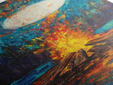 Moonlit Campfire Framed Canvas Print moody art mountain painting above couch art rustic wall art tall narrow art