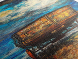 Western Wagon Abstract Canvas Print Rustic Wall Art Farmhouse Art Southwest Landscape Painting Moody Art