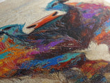 Colorful Bull Painting Canvas Print rustic wall art, barn landscape oil painting, farmhouse art, gift idea him, moody art decor