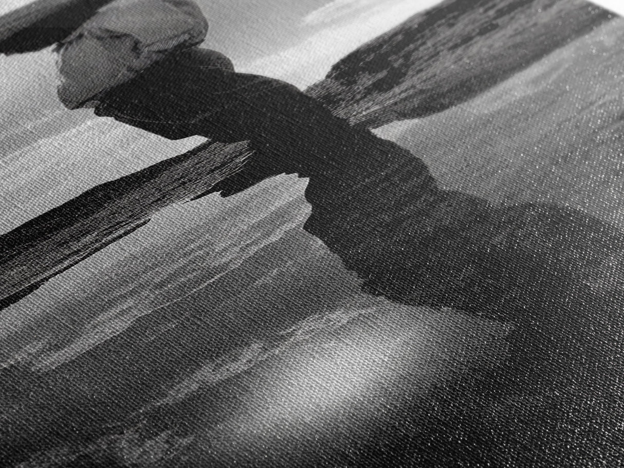 Lone Cowboy, Reflection Photography, Framed Canvas Print, Rustic Art, Moody Wall Art, Extra Wide Art, Southwest Wall Art