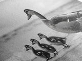 Duck family, bird art, whimsical art, coastal decor, nature painting, extra wide art, panoramic art, above couch art, framed canvas print