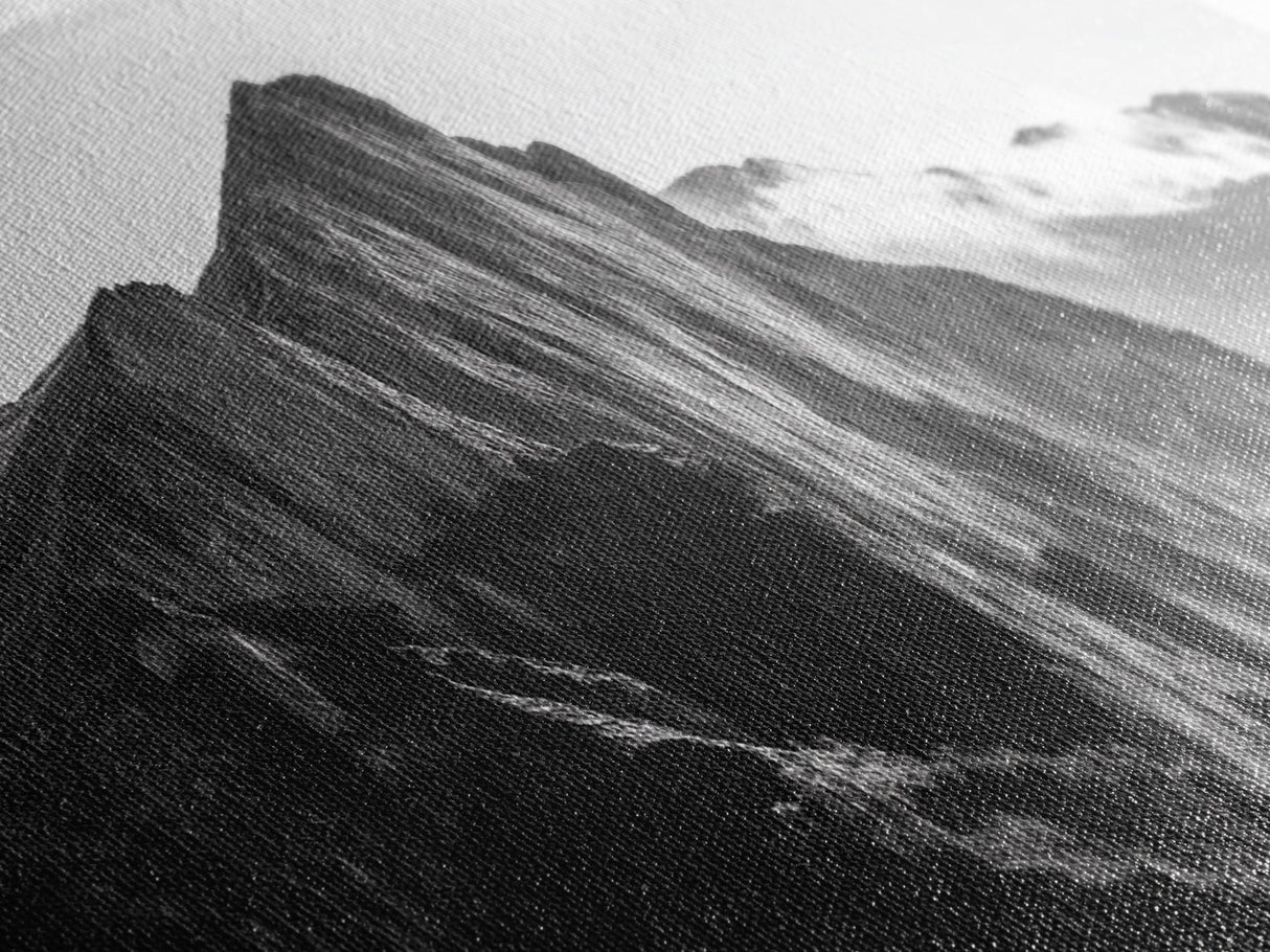 Dramatic Mountain Ridge, smoky mountain art, landscape painting, moody art, wabi sabi art, vertical wall art, minimalist art, canvas print