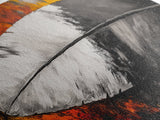 Feather Painting, whimsical art, black and white painting, abstract painting, moody art, colorful background, modern decor, Framed Canvas Print