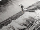 Pelican, coastal wall art, nautical painting, black and white art, seascape painting, ocean bird, Framed Canvas Print, beach decor