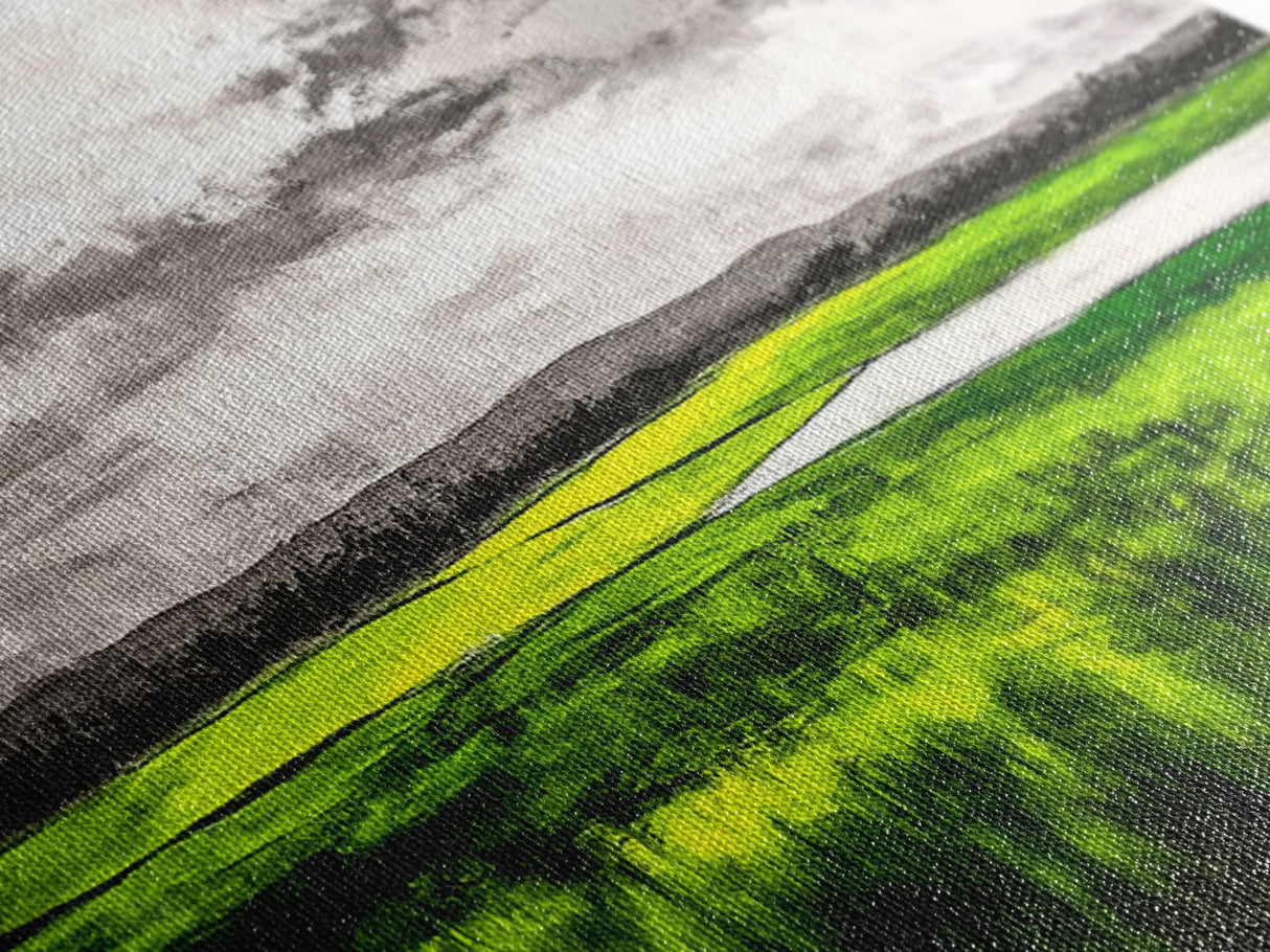Marsh Landscape Painting, Green Wall Art, Nature Artwork, Panoramic Art, Extra Wide Art, Framed Canvas Print, Rustic Home Decor