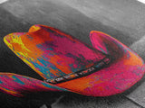 Vibrant Cowboy Hat Framed Canvas Print | Western Wall Art | Chicano Art | Moody Art | Southwest Decor | Rustic Art | Extra Wide Art