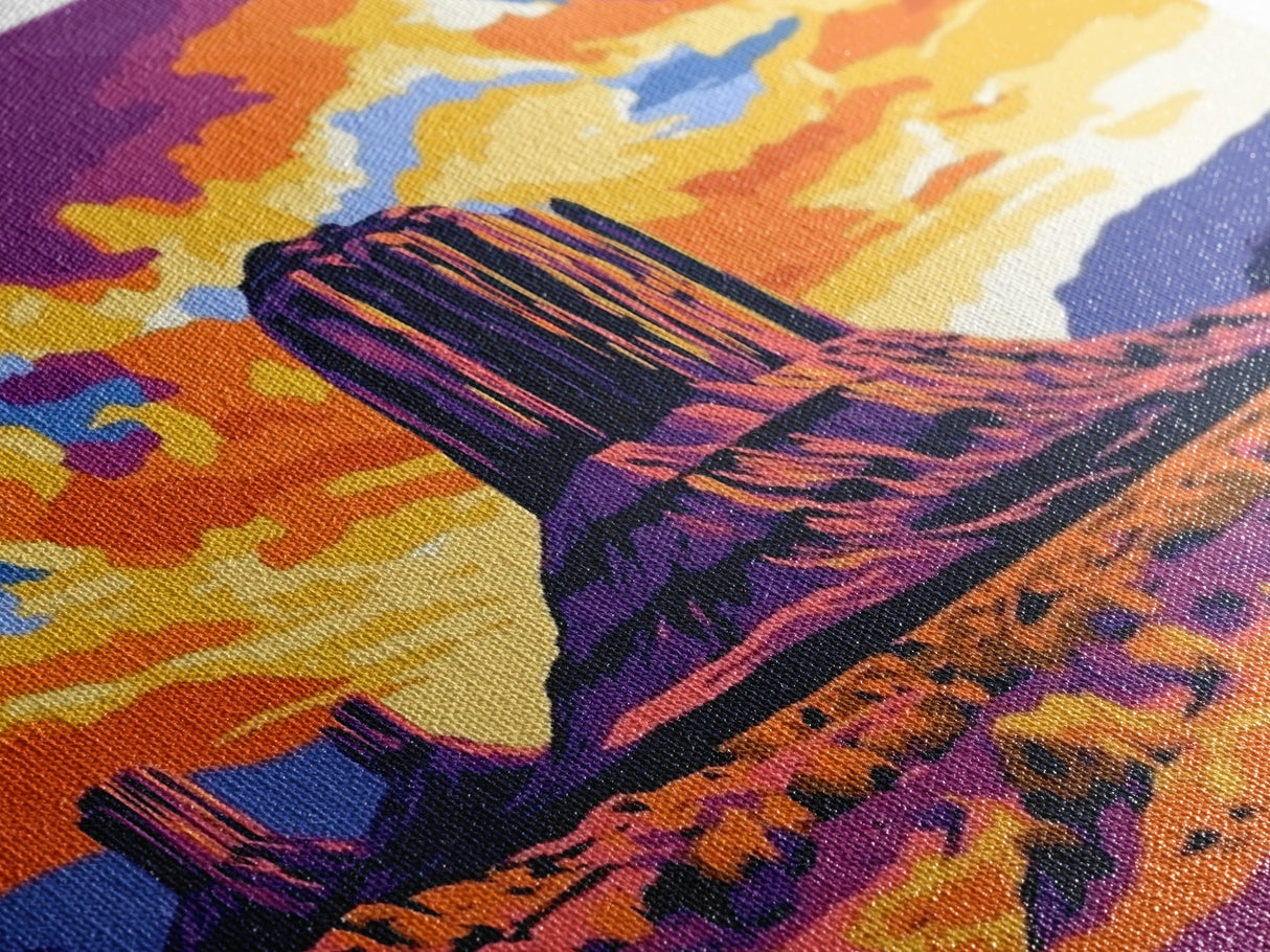 Monument Valley, desert painting, southwest wall art, mountain painting, boho art, panoramic art, Canvas Print, rustic wall art, cowboy gift