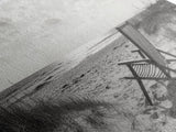 Beach Chair, Coastal Landscape Art, Minimalist Art, Wabi Sabi Art, Ocean View Print, Relaxing Decor, Framed Canvas Print, Nautical Wall Art