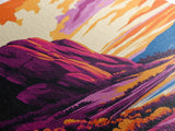Mountain Painting, Bold Landscape Art, Orange Purple Wall Decor, Southwest Wall Art, Framed Canvas Print, Nature Inspired Artwork