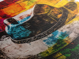 Western Cowboy Hat, rustic decor, graffiti wall art, vibrant color art, framed canvas print, southwest wall art, moody art