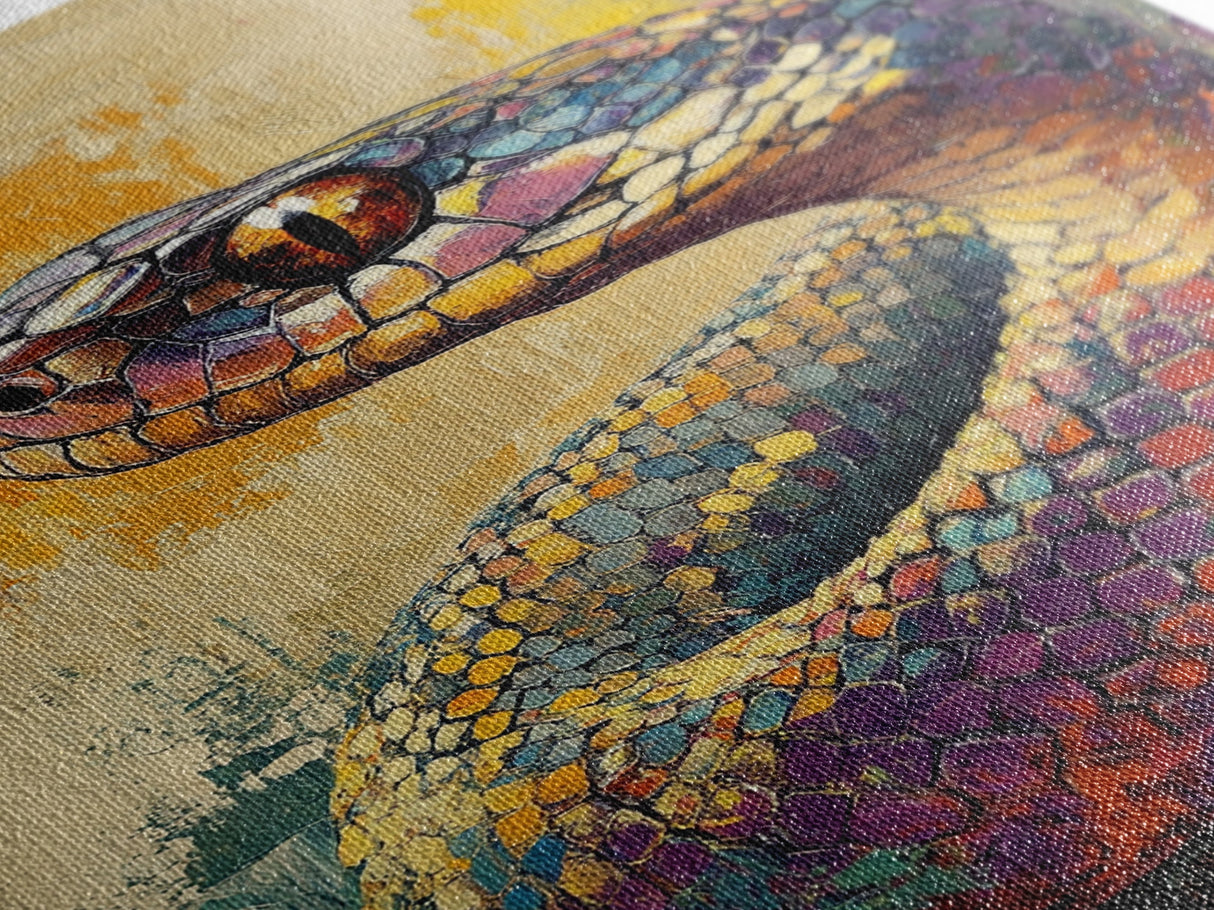 Snake Close-Up, Bold Reptile Painting, Southwest Art, Moody Animal Art, Desert Wall Art, Unique Home Decor, Canvas Print