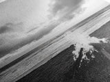 Beach Bonfire, coastal landscape art, rustic decor, moody art, dramatic seascape, black and white, framed canvas print, nautical wall art