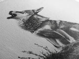 Howling Wolf, wildlife art, moody art, rustic decor, nature photography, black and white animal print, framed canvas print, minimalist art