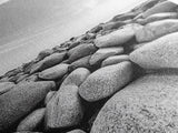 Stone beach, coastal landscape art, black and white art, wabi sabi wall art, minimalist art, nature photography, framed canvas print