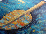 Paddle, nautical wall art, coastal decor, ocean painting, panoramic art, extra wide art, blue and green wall art, Framed Canvas Print