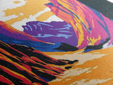 Canyon, mountain painting, pink orange wall art, southwest wall art, above couch art, panoramic art, Joshua tree art, Canvas Print