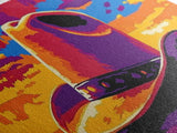 Cowboy Hat at Sunset, Pink Orange Wall Art, Blotter Art, Canvas Print, Southwest Wall Art, Extra Wide Art, Coastal Cowgirl Wall Art