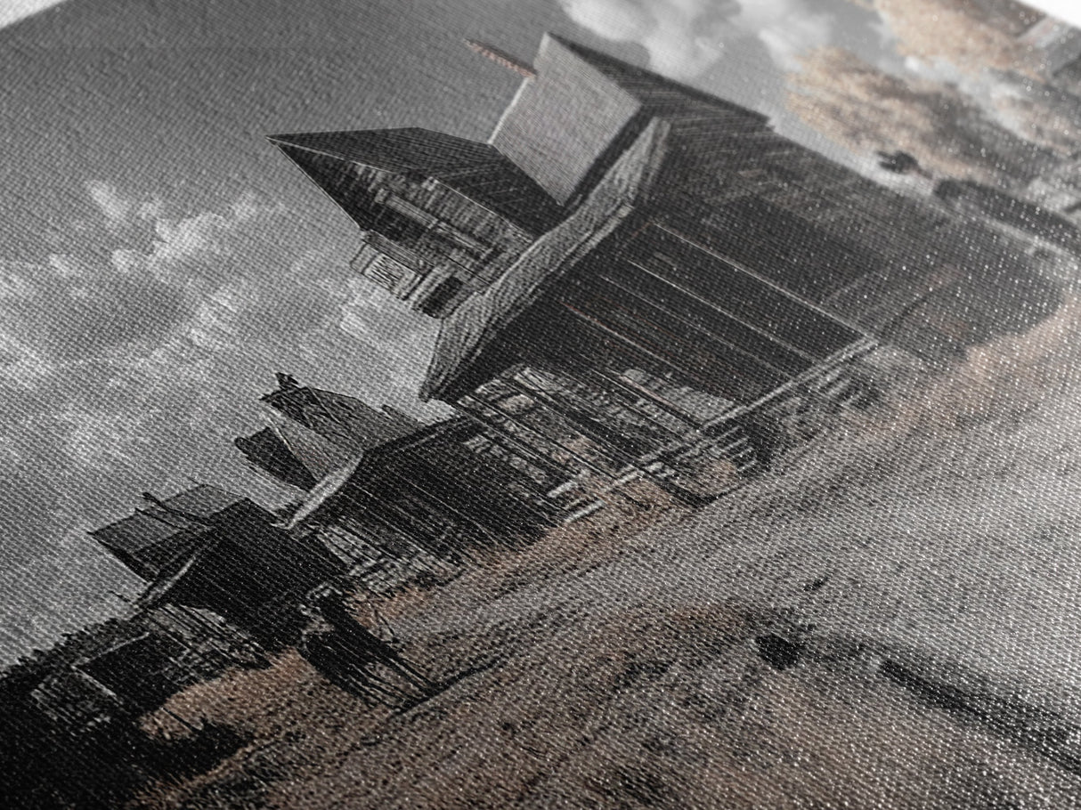 Western Town, Cowboy Art, Old West Wall Art, Rustic Wall Art, Farmhouse Decor, Historical Landscape Art, Panoramic Art, Canvas Print