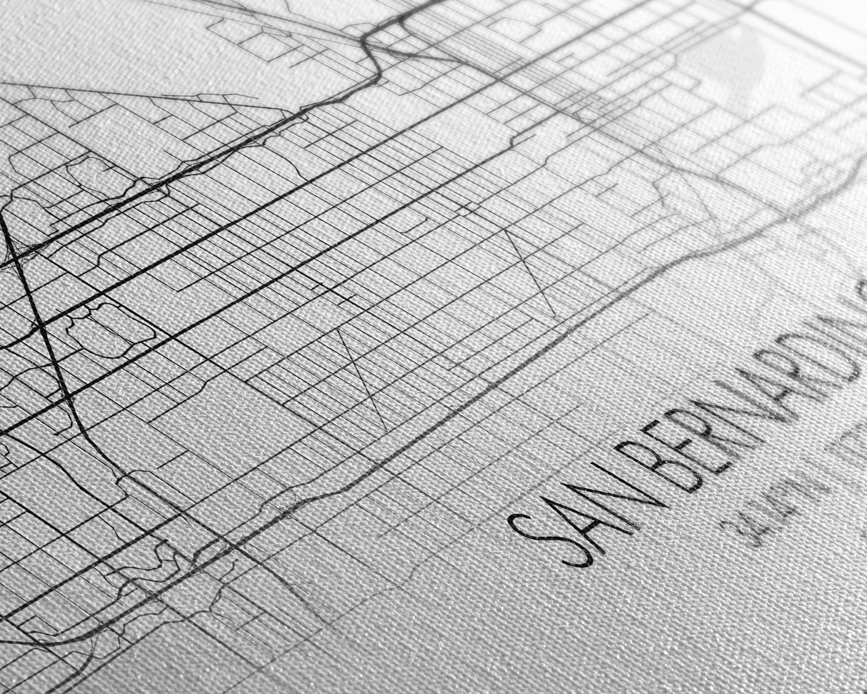 San Bernardino City Map, California Art, Map Print, Minimalist Wall Art, Wall Art, Canvas Art, Business Gift, Dorm Décor, Office Prints
