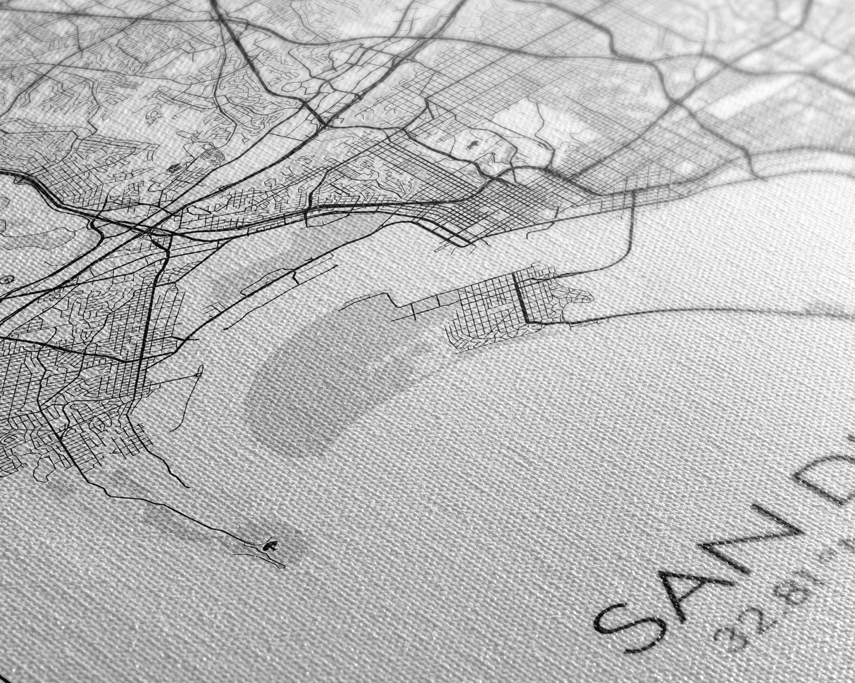 San Diego Street Map, California Map, City Map Print, Minimalist Art, Wall Art, Canvas Print, Office Wall Art, Best Friend Gifts, Travel Art