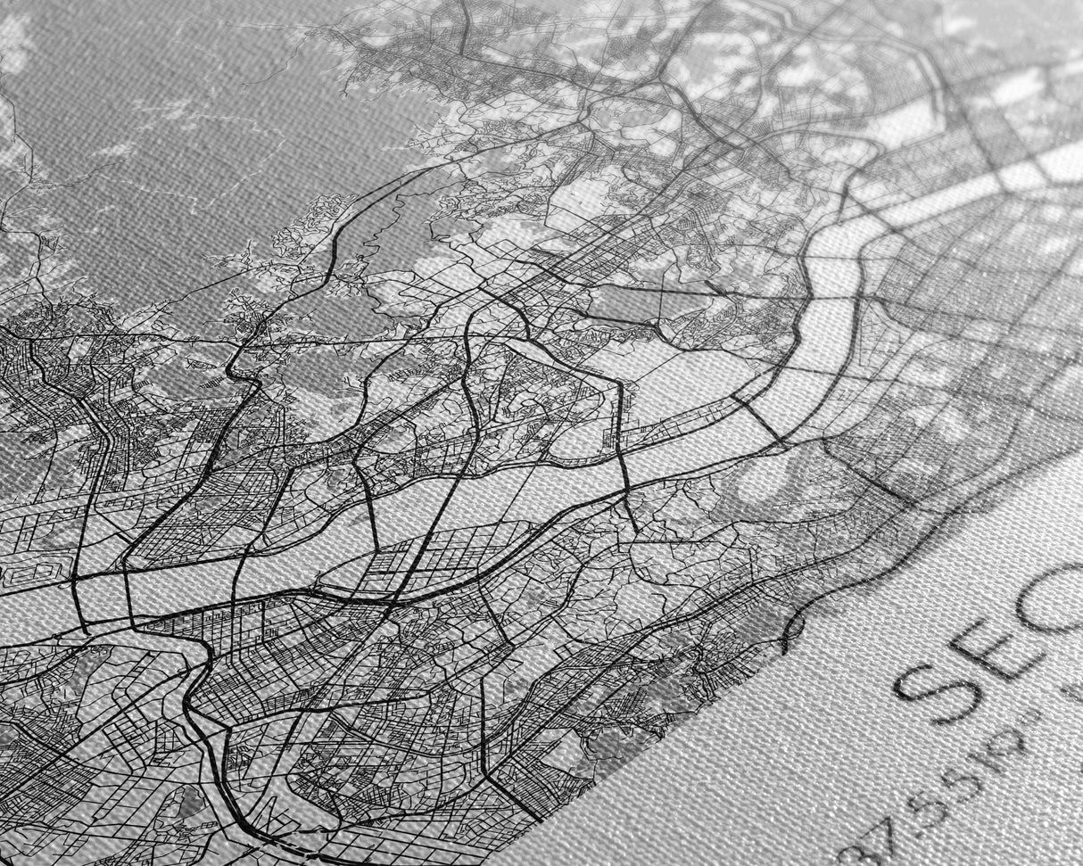 Seoul Street Map, South Korea Map, Asia City Map Print, Minimalist Art, Wall Art, Canvas Print, Travel Gift For Women, Travel Wall Décor