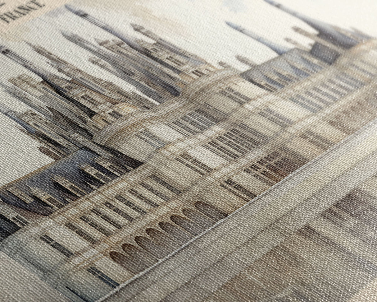 Château de Chambord Travel Poster Print, Framed Canvas Print, COUNTRY Travel Art, Wood Framed Art, Wall Hanging, Home Decor