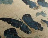 Retro Japanese Style Butterflies Wall Art, Framed Canvas Print, Framed Wall Art, Blue butterfly Art