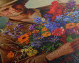 Handsome Cowboy with Wildflowers - Framed Canvas Print, Western Living Room Art, Rustic Bedroom Decor, Cowboy Art, Wall Art