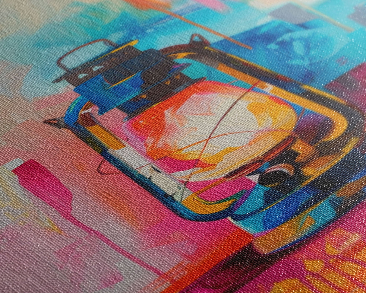 Brightly Painted Oil Lamp - Framed Canvas Print, Vibrant Western Art, Rustic Lamp Wall Art for Living Room Decor