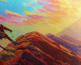 Cowboy on Horse Under Vibrant Sky, Farmhouse Style Framed Canvas Print for Bedroom Wall Art, Rustic Home Decor, Western Scenic Art