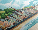 Bray, Ireland Panoramic Travel Poster Canvas Print, Bray, Ireland Painting, Ireland Art, Bray Travel Art, Guest Room Painting