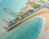 Brighton and Hove, England Travel Poster Panoramic Canvas Print, Brighton and Hove, England Painting, England Art, Brighton and Hove Travel Art, Guest Room Painting