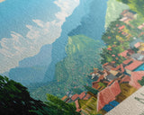 Bukavu, Congo Panoramic Travel Poster Canvas Print, Bukavu, Congo Painting, Congo Art, Bukavu Travel Art, Living Room Painting