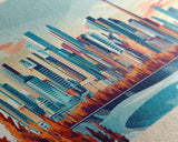 Calgary, Canada Panoramic Travel Poster Canvas Print, Calgary, Canada Painting, Canada Art, Calgary Travel Art, Living Room Painting