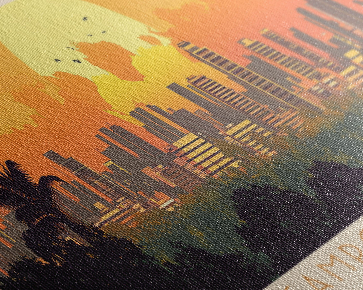 Campo Grande, Brazil Panoramic Travel Poster Canvas Print, Campo Grande, Brazil Painting, Brazil Art, Campo Grande Panoramic Travel Art, Travel Painting