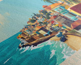 Cape Coast, Ghana Panoramic Travel Poster Canvas Print, Cape Coast, Ghana Painting, Ghana Art, Cape Coast Panoramic Travel Art, Travel Painting